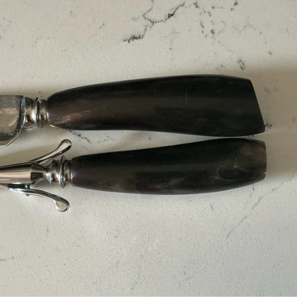 Vintage Leppington cutters Sheffield England carving knife set of 2 horn handles